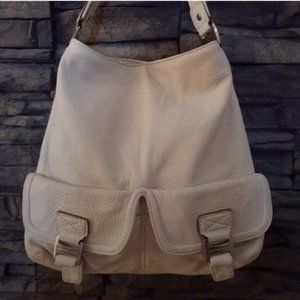 MICHAEL KORS Ivory Pebbled Leather Hobo slouch Bag silver hardware